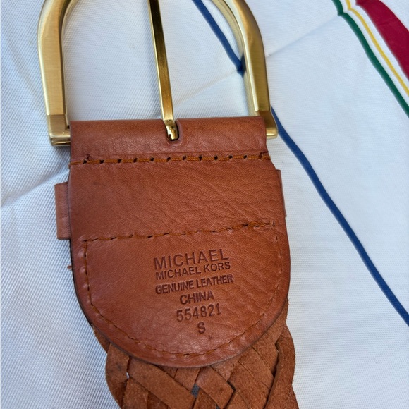 MICHAEL KORS Women’s Brown Braided Brown Leather Belt Gold Buckle Sz S - 34-35" - Picture 5 of 7